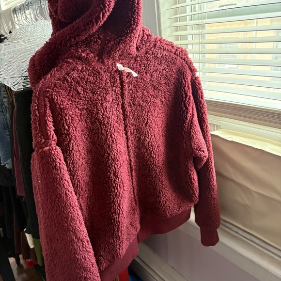 Athleta reversible sherpa fleece jacket xs in brick red - Picture 4 of 9